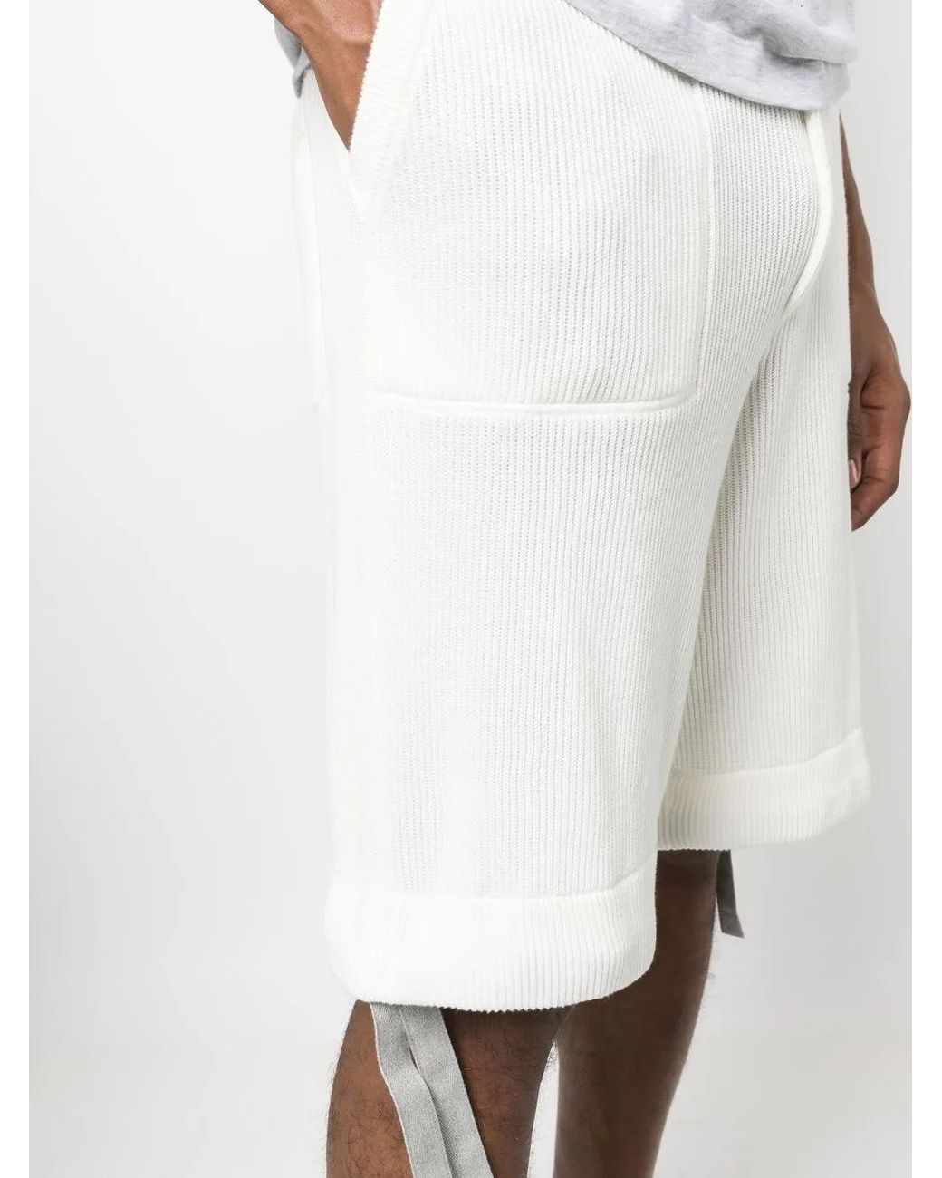 Brunello Cucinelli White Knitted Bermuda Shorts for men