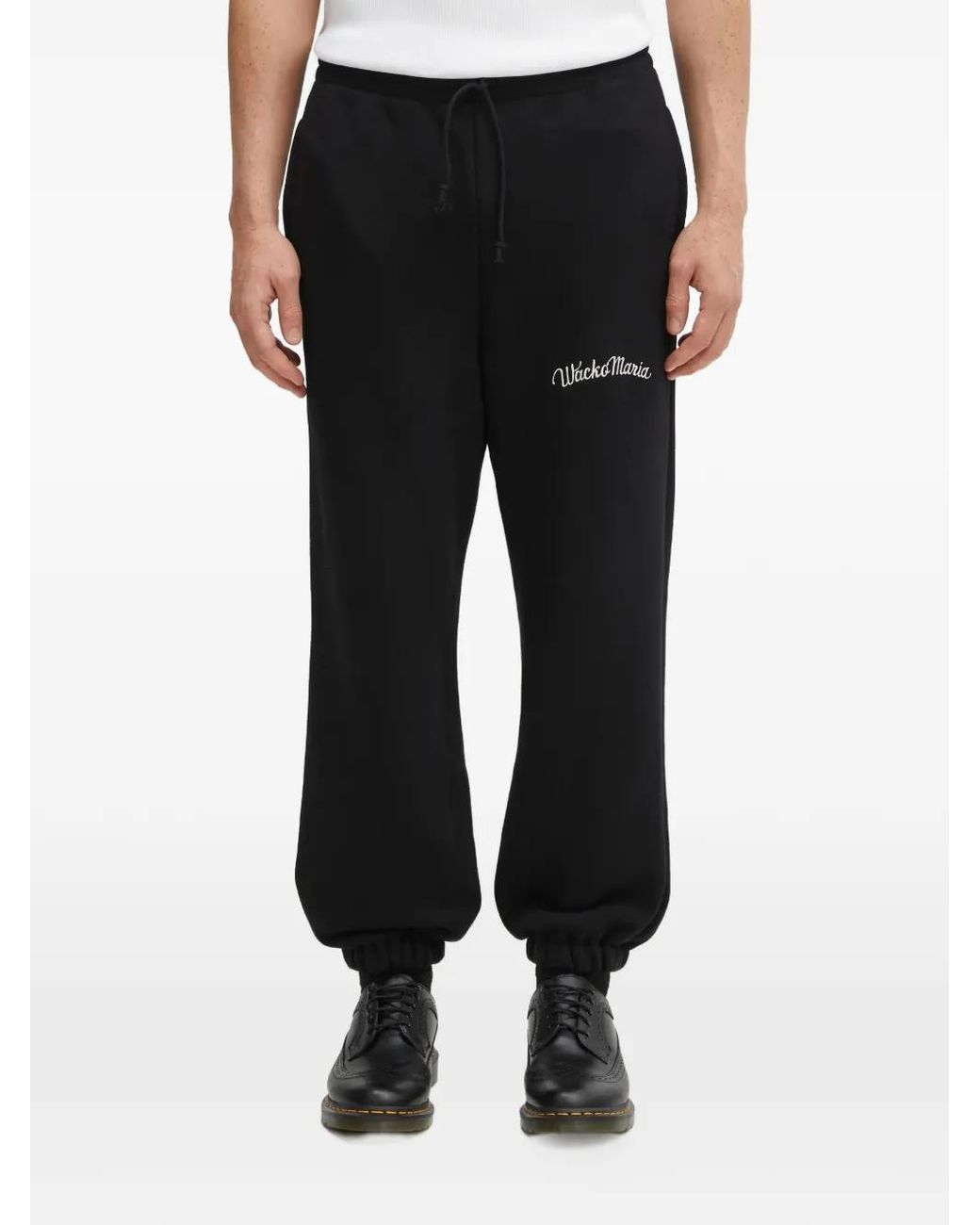 Wacko Maria Black Drawstring Logo-Detail Track Pants for men
