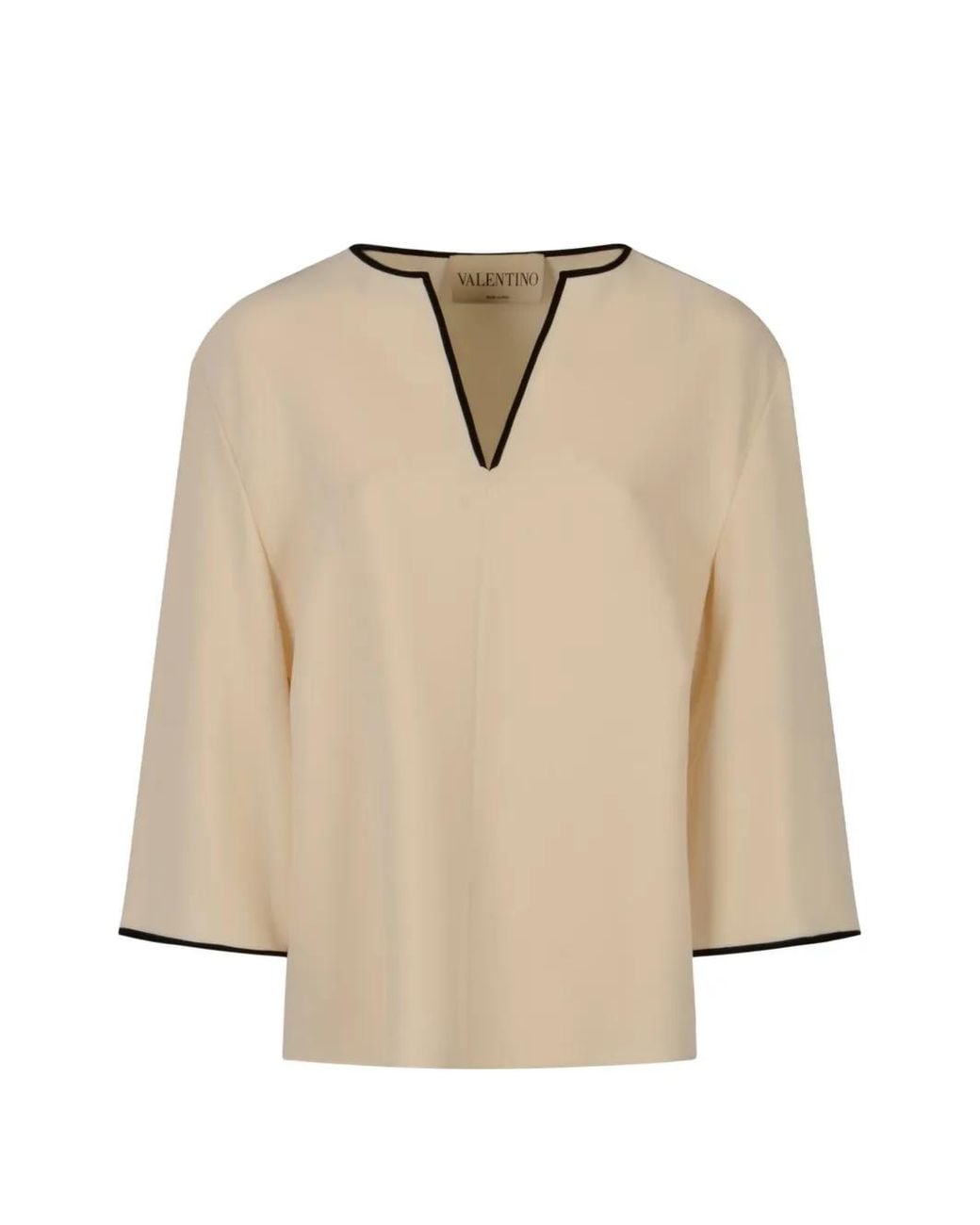 Valentino Garavani Natural Cady Couture Contrast-Trim Blouse