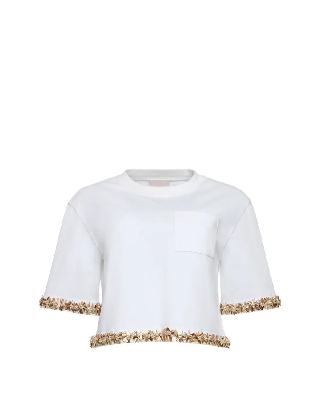 Cinq À Sept White T-Shirt À Fleurs Et À Poche