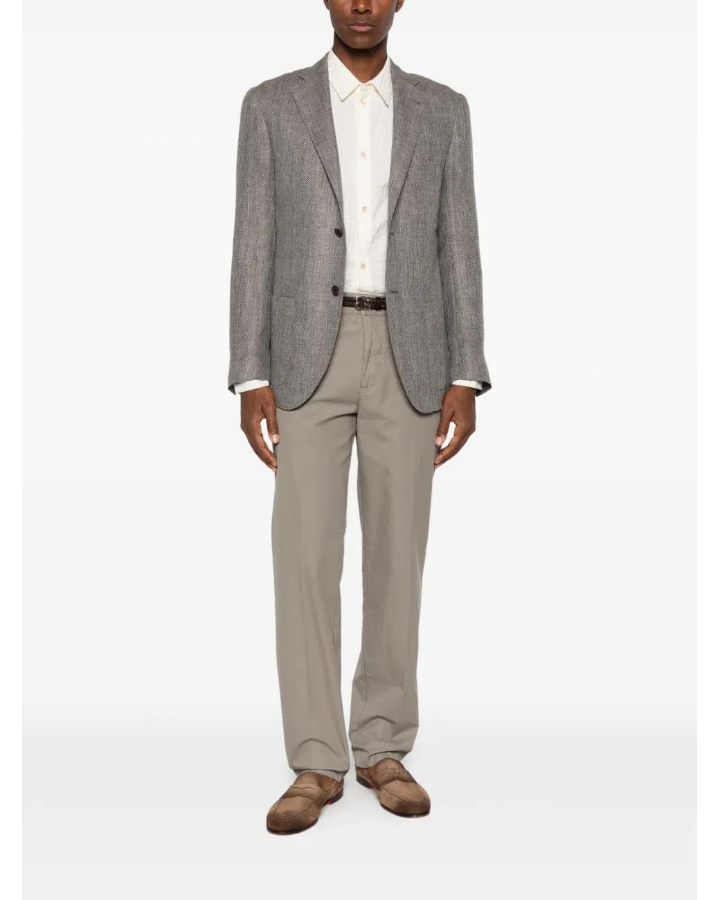Corneliani Gray Herringbone-Patterned Blazer for men