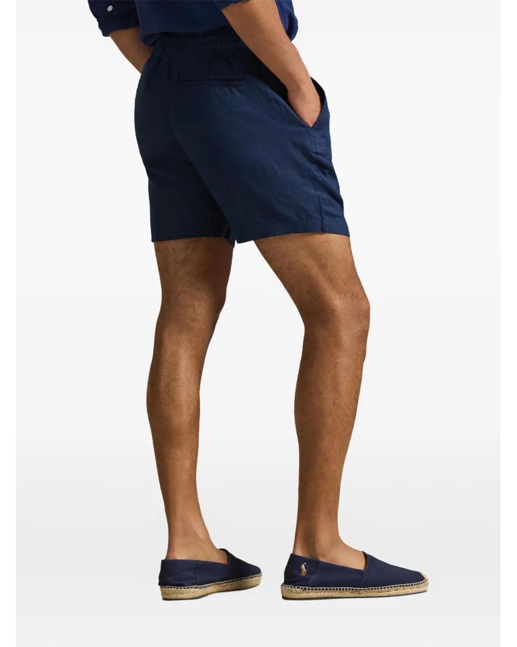 Polo Ralph Lauren Blue Drawstring Linen Shorts for men
