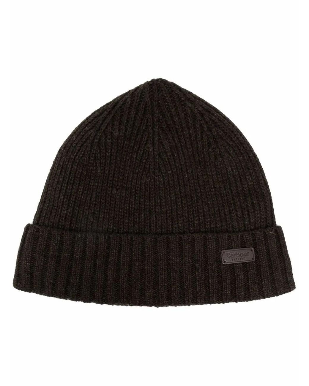 Barbour Black Carlton Ribbed-Knit Beanie Hat for men