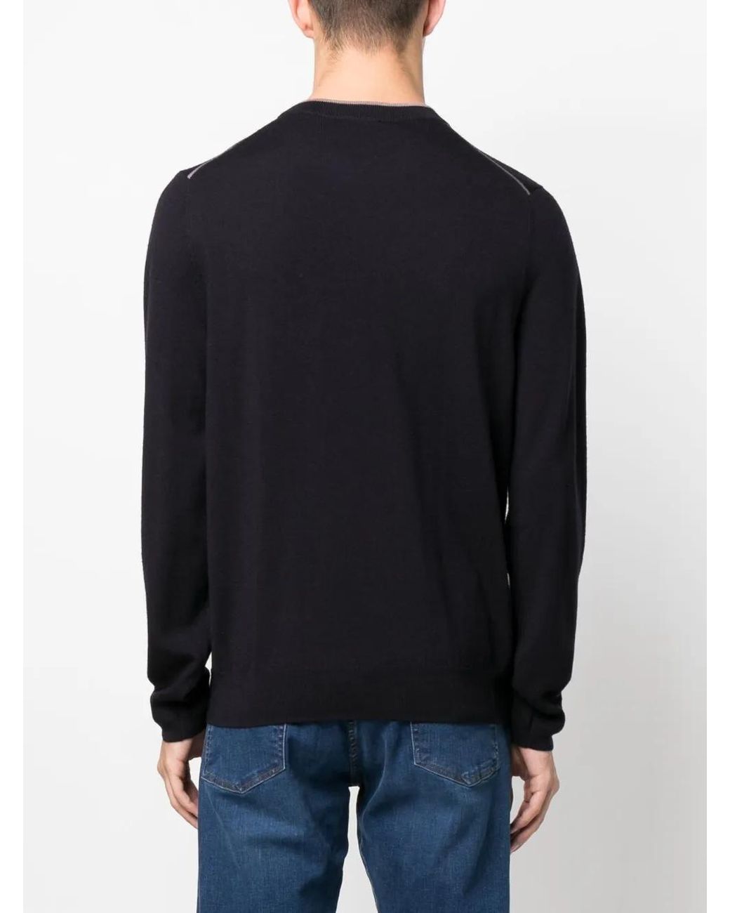 Paul Smith Blue Logo-Embroidered Merino Jumper for men