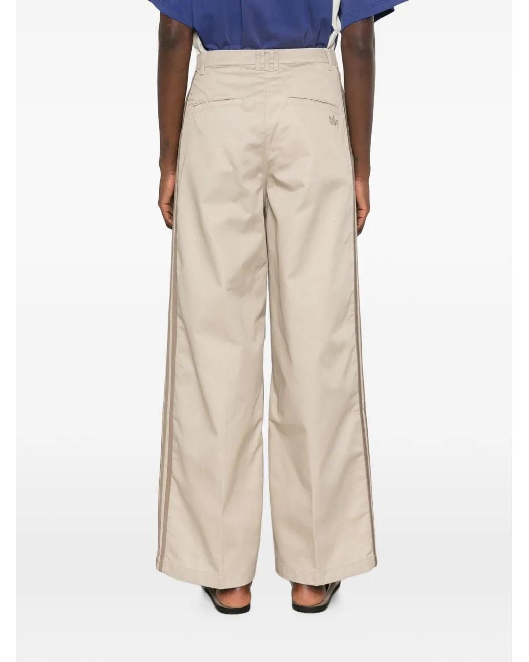 Adidas White Logo-Embroidered Side-Stripe Trousers