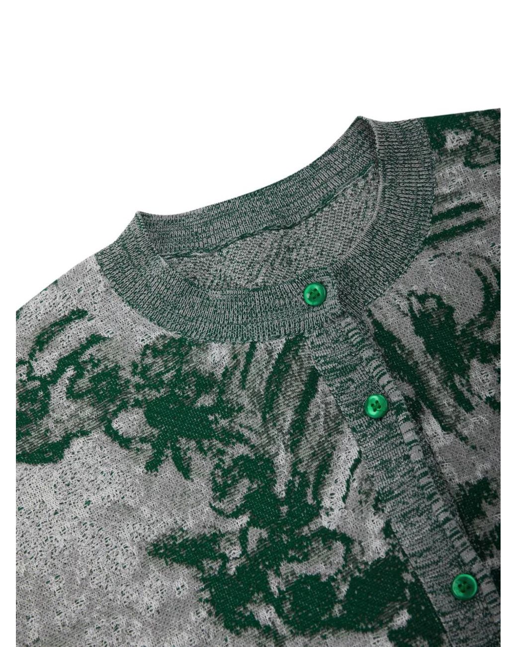 JNBY Green Jacquard-Knit Cropped Cardigan