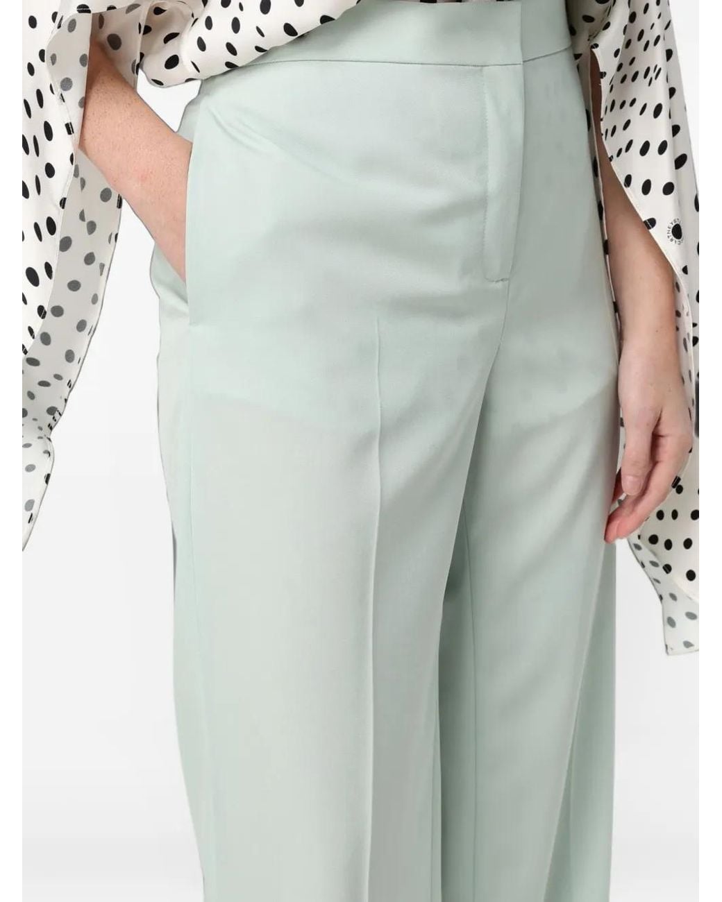 Stella McCartney Green Pressed-Crease Wide-Leg Trousers