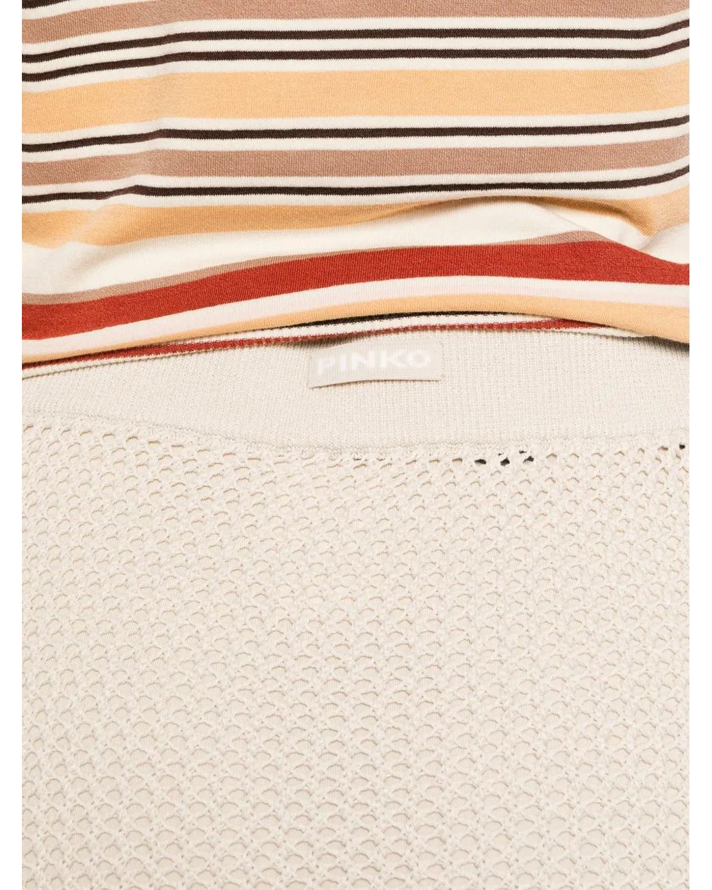 Pinko Natural Knitted Striped Skirt