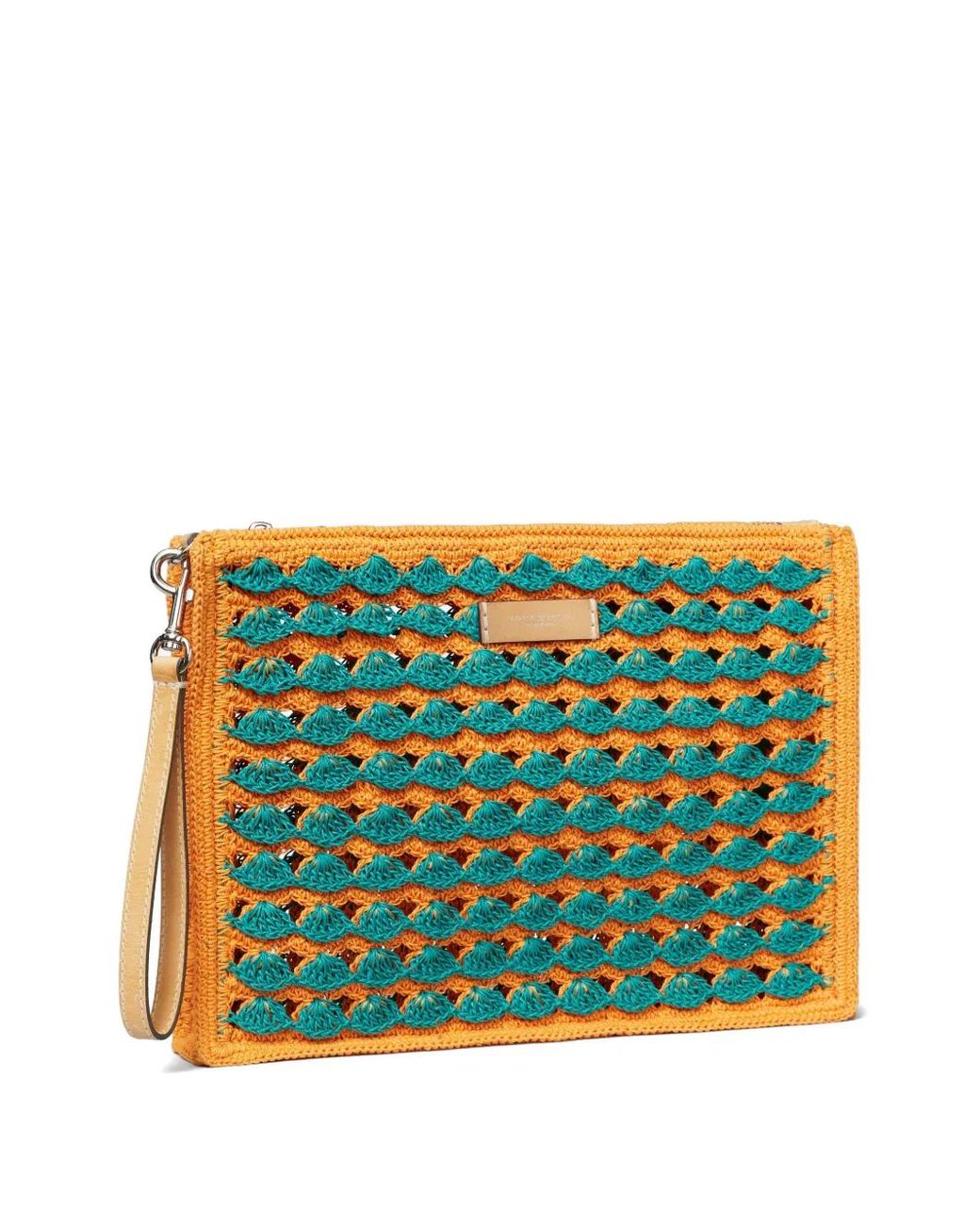 Tory Burch Orange Hand-Crocheted Pouch