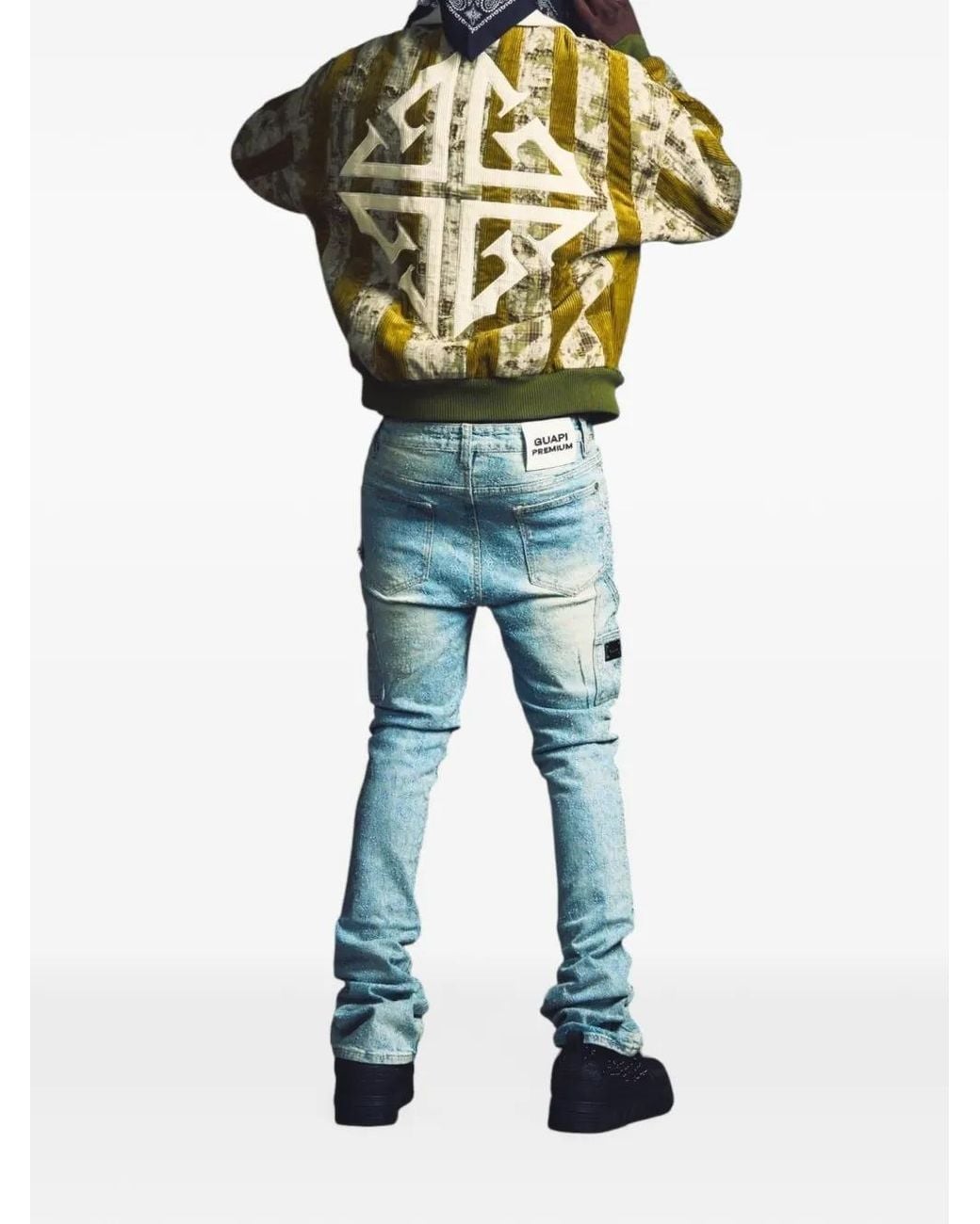 GUAPI Green Destroyed Plaid Bomber Jacket for men