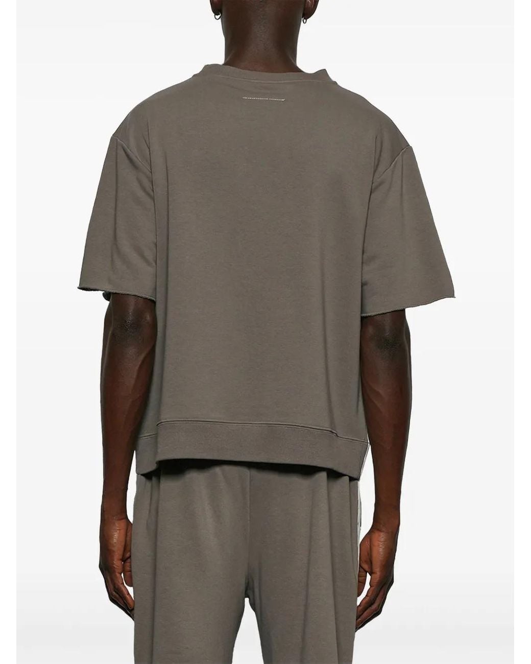 MM6 by Maison Margiela Gray Logo-Embroidered T-Shirt for men