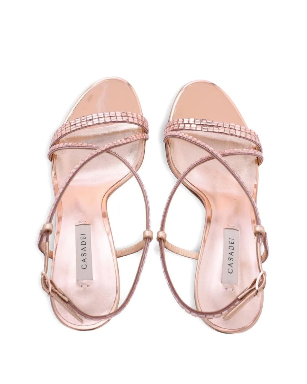 Casadei Pink Embellished Criss-Cross Sandals