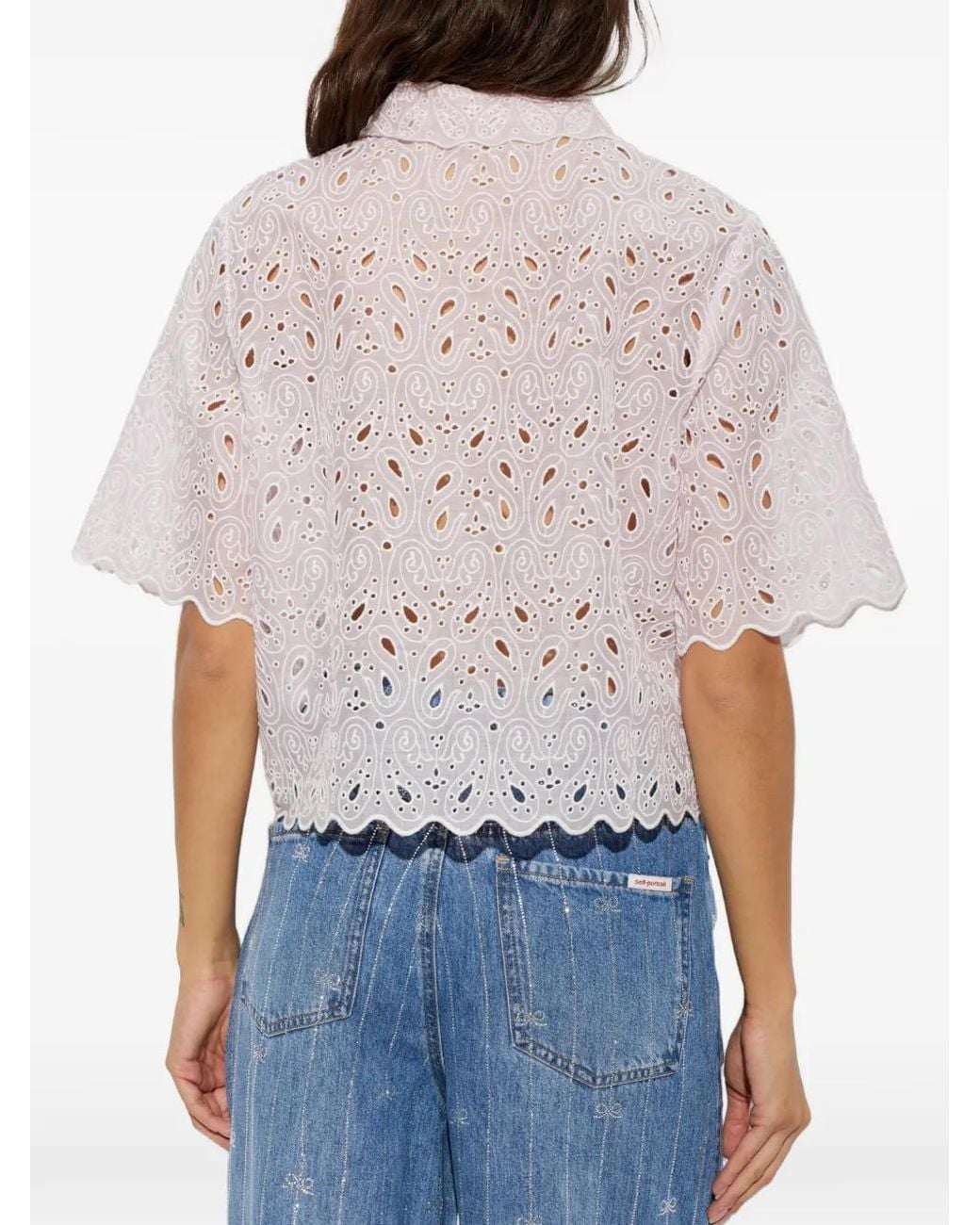 FRAME Pink Paisley Eyelet Shirt