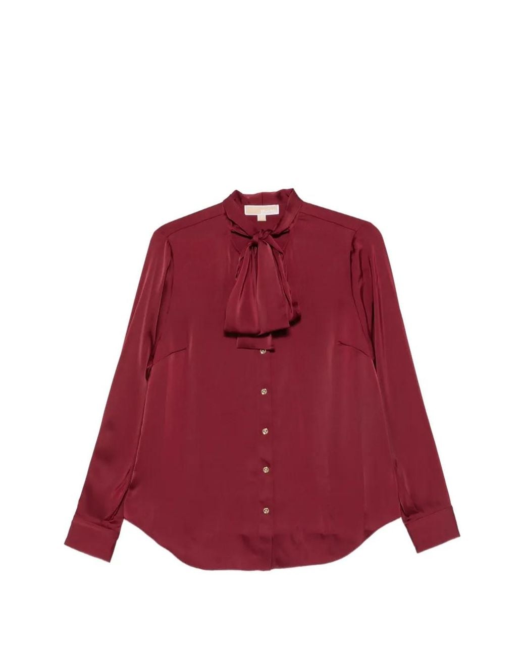 Michael Kors Red Pussy-Bow Button-Up Shirt