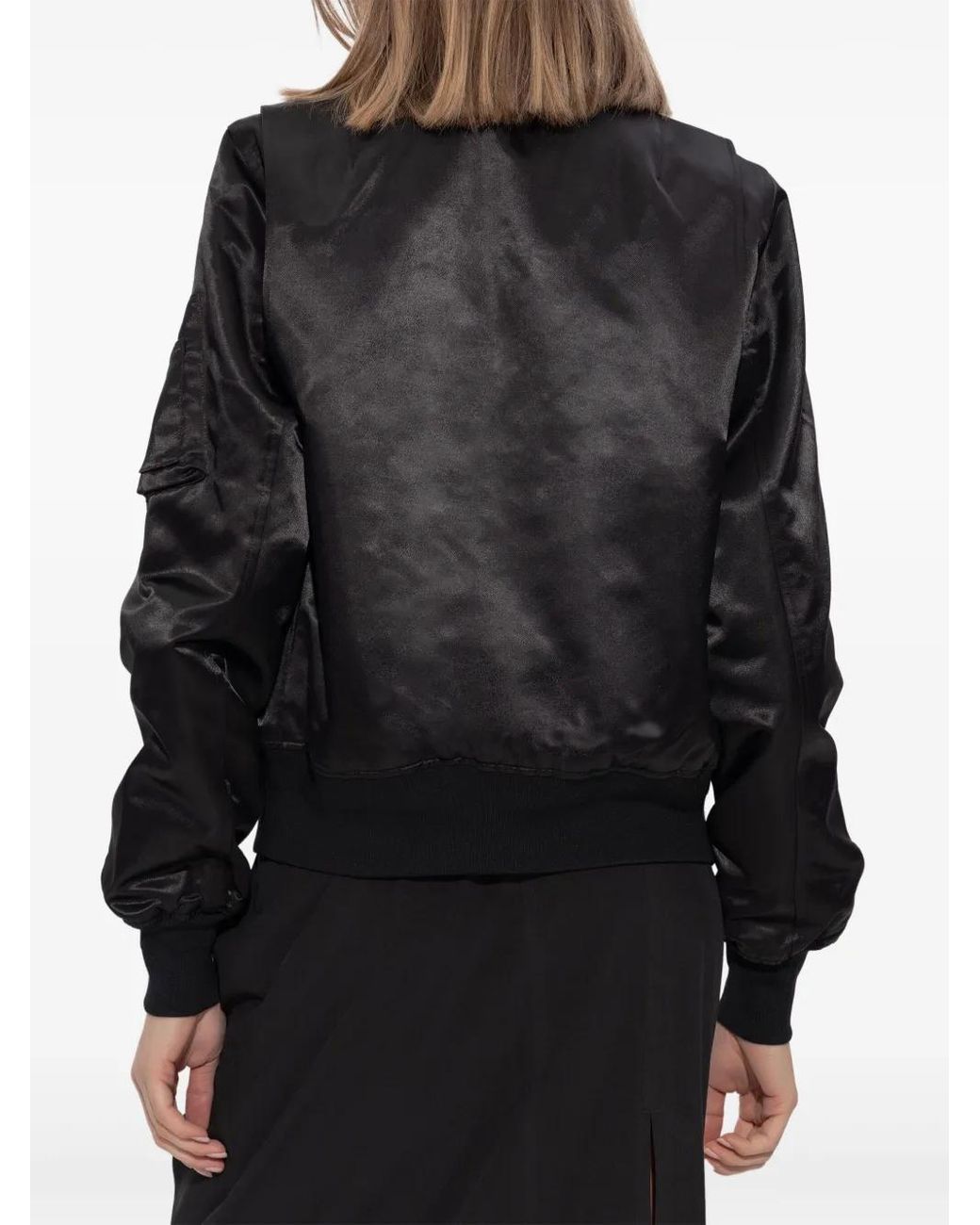 Y-3 Black Satin Zip-Up Bomber Jacket