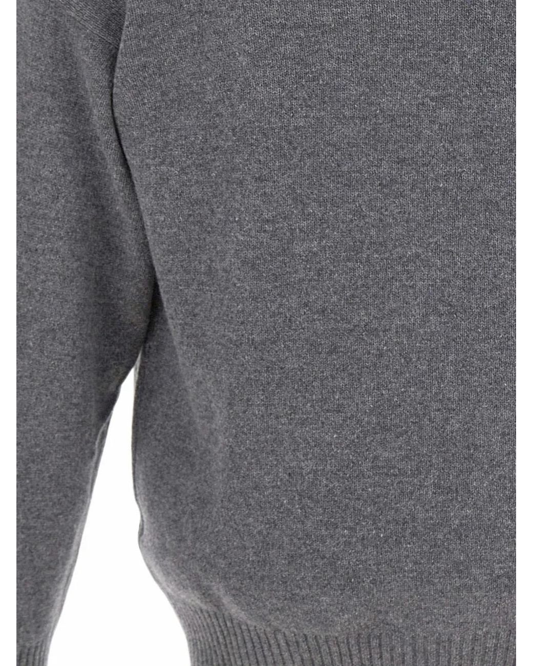 Gran Sasso Gray Ribbed-Trim V-Neck Cardigan for men