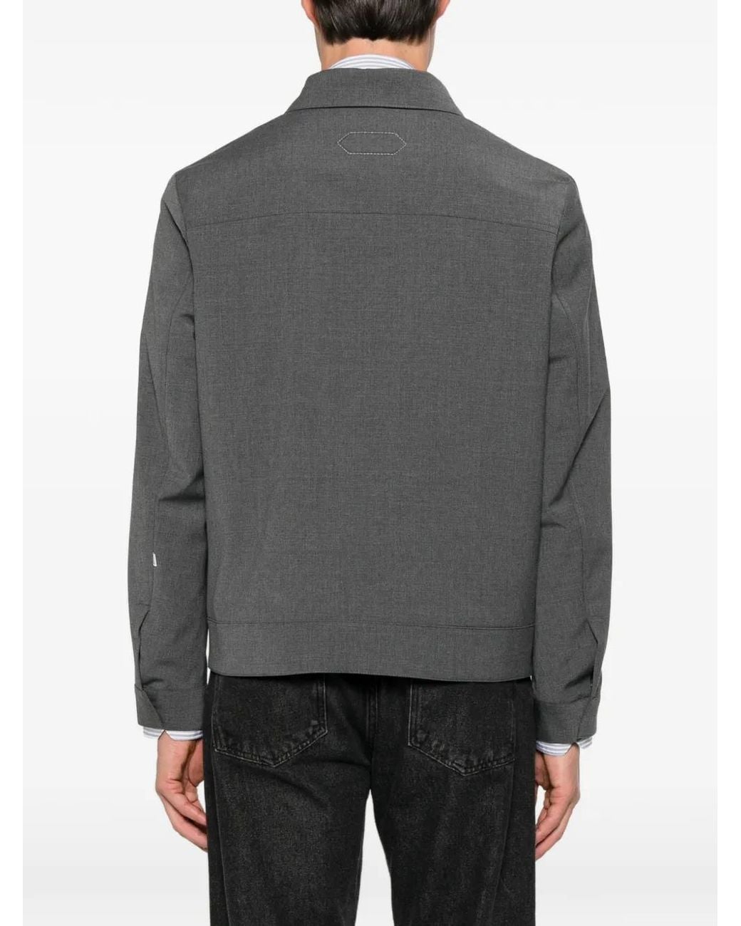 NEW YORK RESIDENT Gray Columbus Flap-Pocket Shirt Jacket for men
