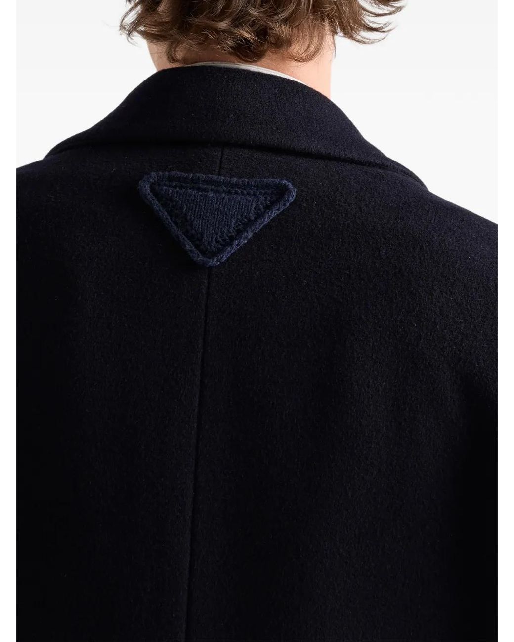 Prada Blue Single-Breasted Wool And Cashmere Coat for men