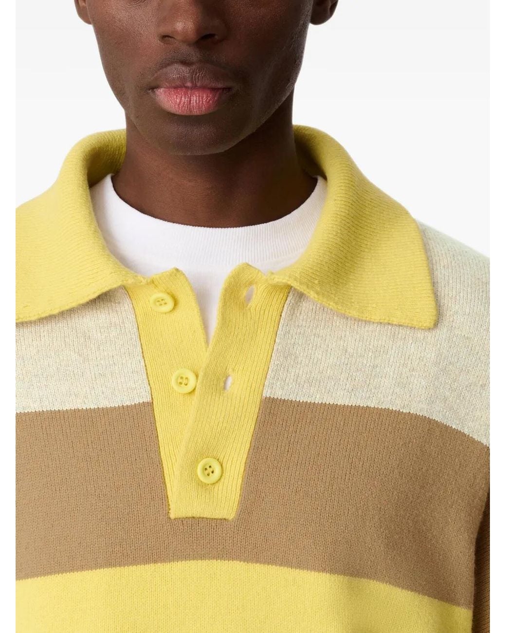 Axel Arigato Yellow Marine Striped Polo Shirt for men