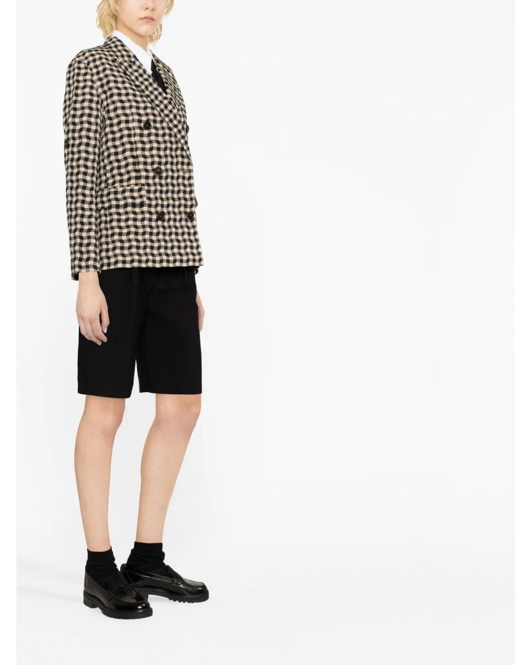 KENZO Black Wavy Check Double-Breasted Blazer