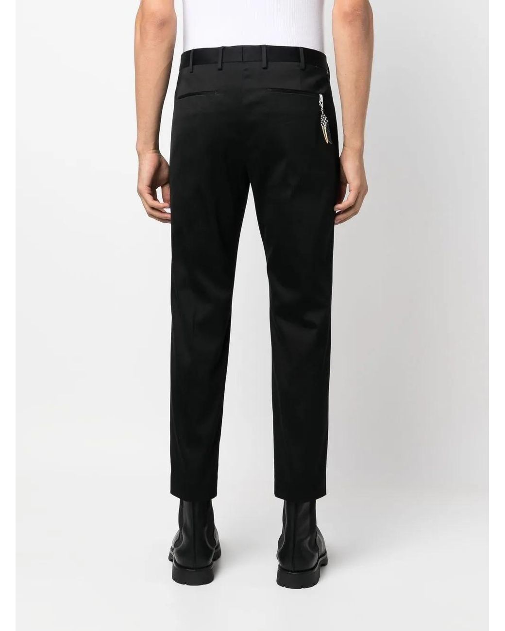 PT Torino Black Straight-Leg Cropped Trousers for men