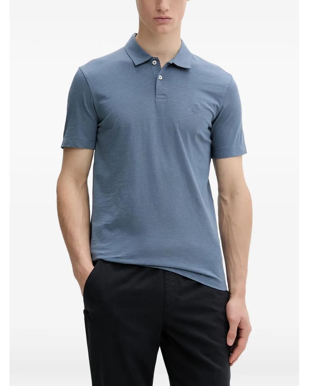 Marc O' Polo Blue Polo À Texture Flammée Et Logo Brodé for men