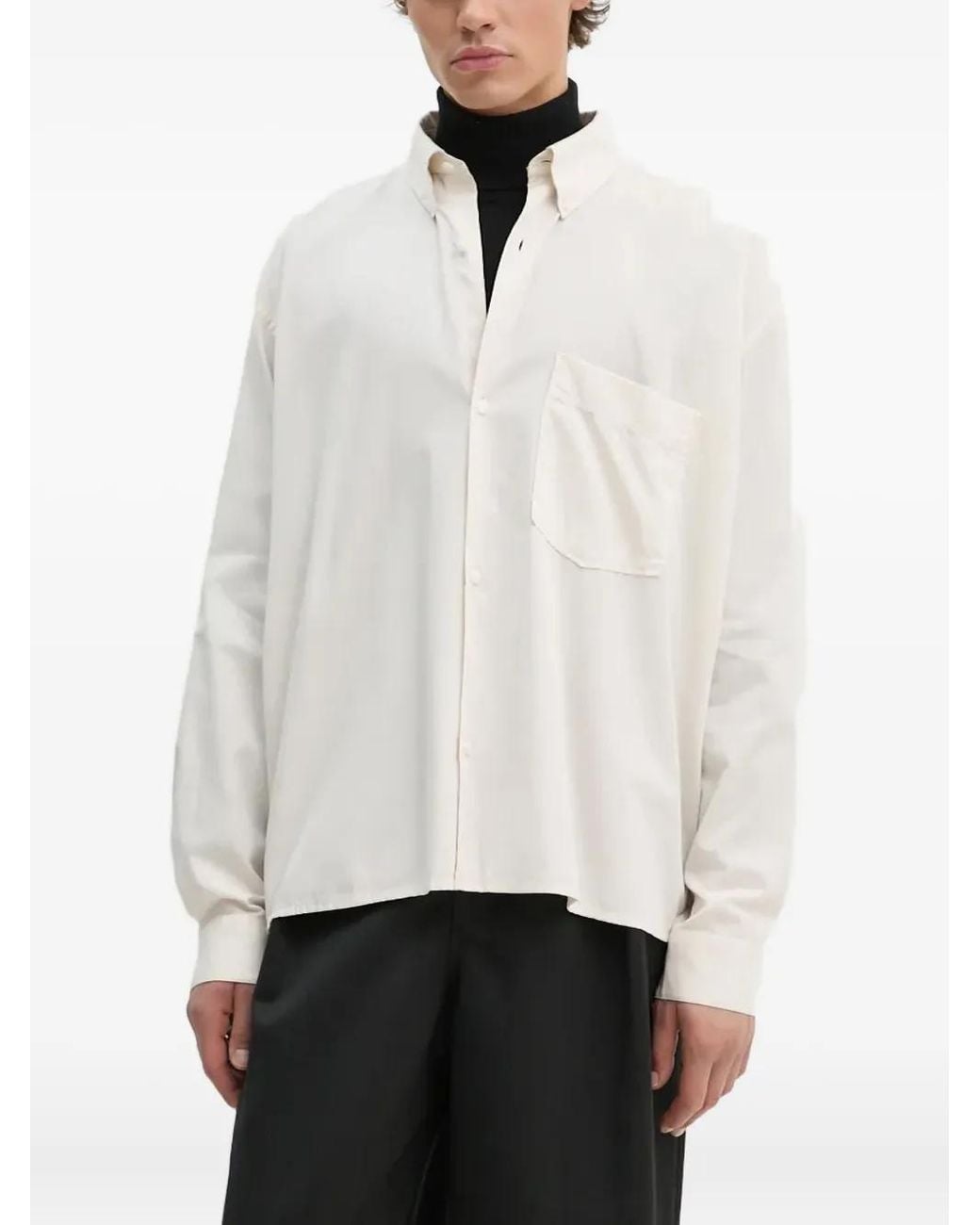 Won Hundred White Pocket Button Shirt for men