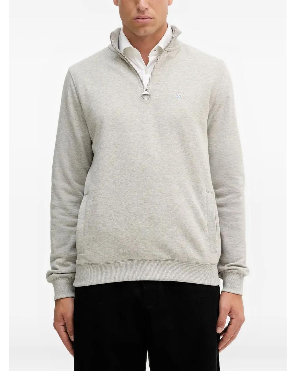 Barbour Gray Beckhill Half-Zip Sweatshirt for men
