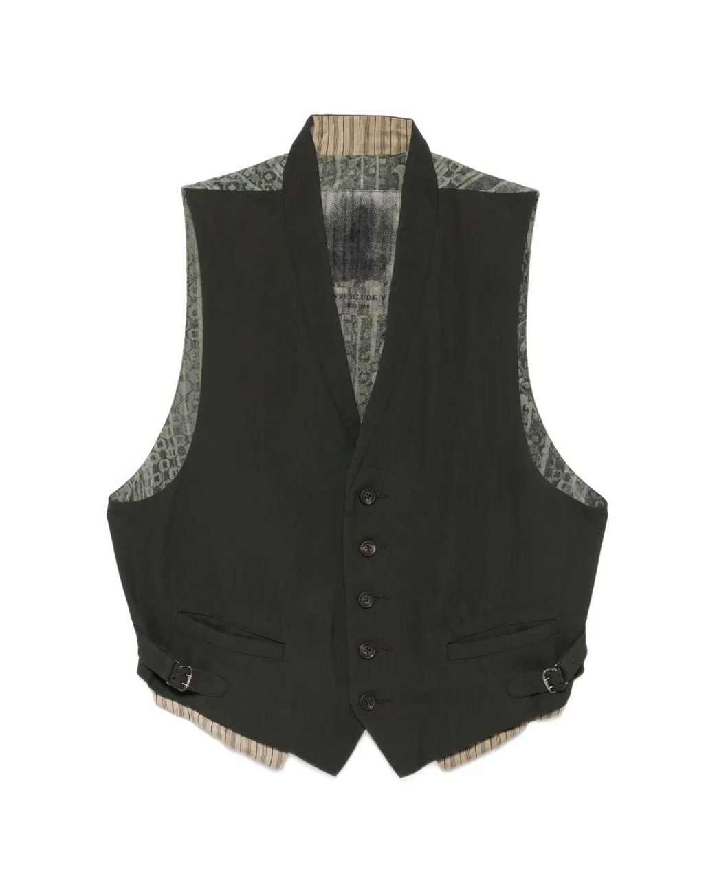 Ziggy Chen Black Patterned-Back Waistcoat for men
