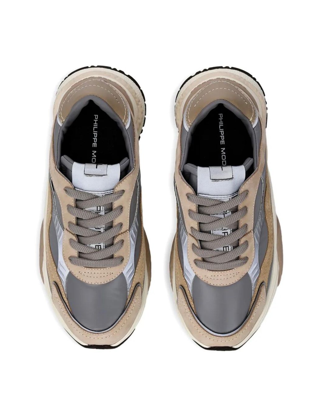 Philippe Model Gray Panel Sneakers Mit Gummisohle