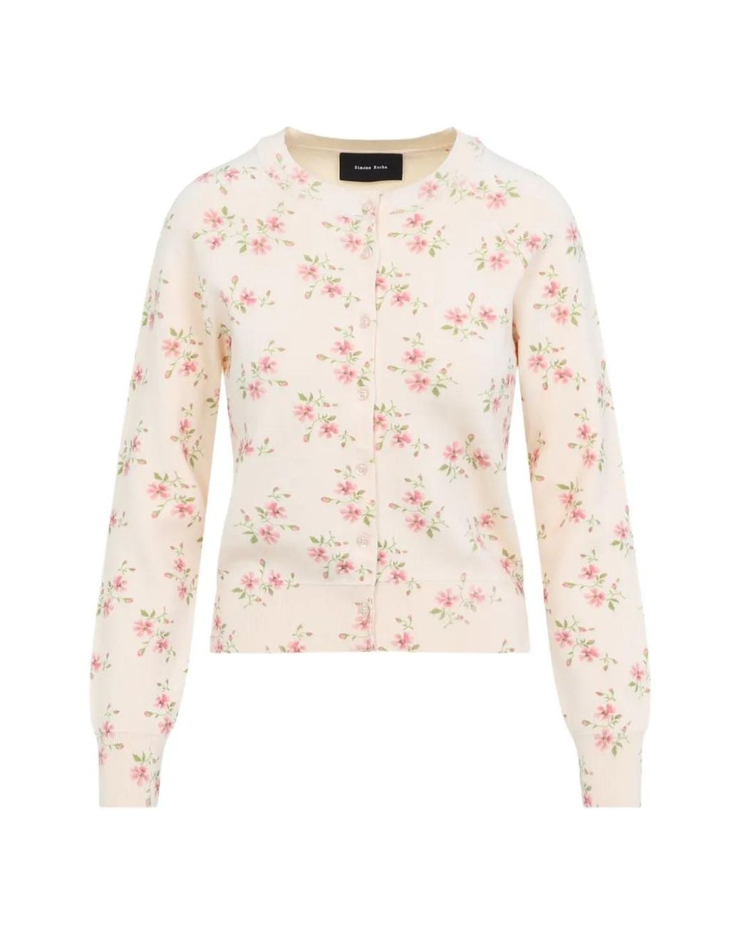 Simone Rocha White Floral-Print Cardigan