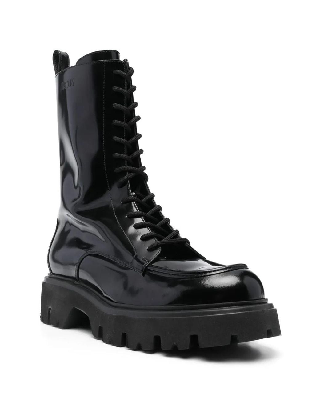 MSGM Black Lace-Up Ankle-High Boots for men