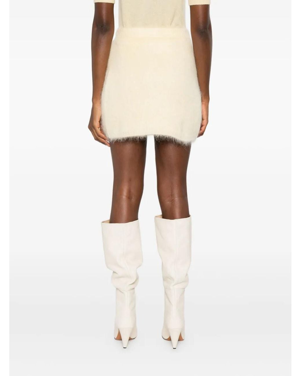 Alessandra Rich Natural Embellished Wrap Mini Skirt
