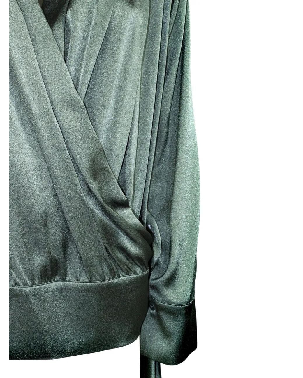 Semicouture Green Crossover V-Neck Blouse