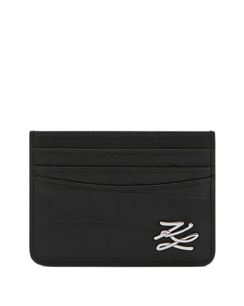 Karl Lagerfeld Black K/Croc Leather Cardholder for men