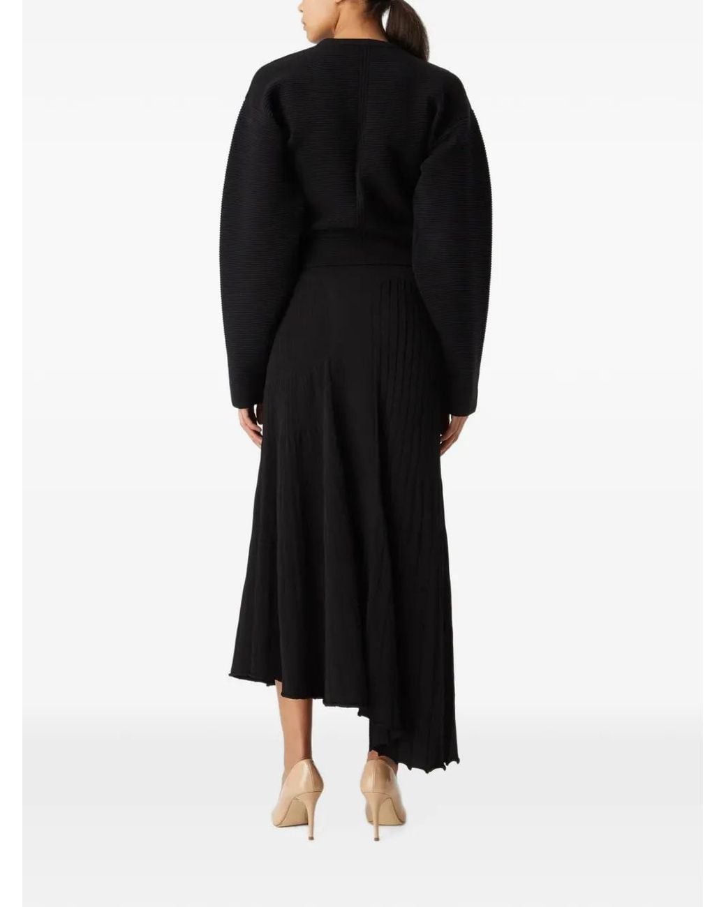 GAUGE81 Black Adra Asymmetric Pleated Maxi Skirt