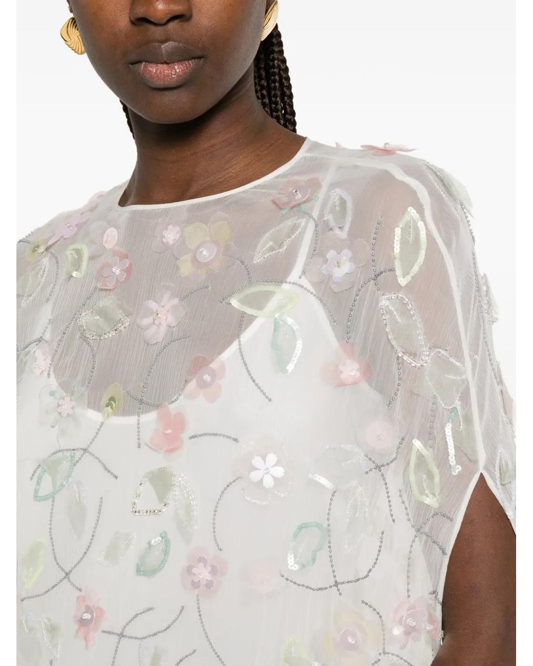 BERNADETTE White Eleonore Sequin-Embroidered Maxi Dress