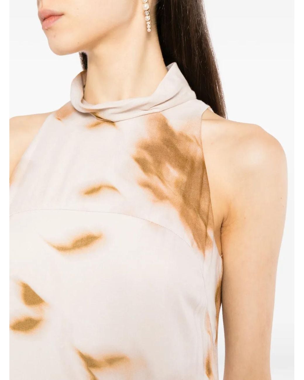 Amsale White Floral-Print Trapeze Dress