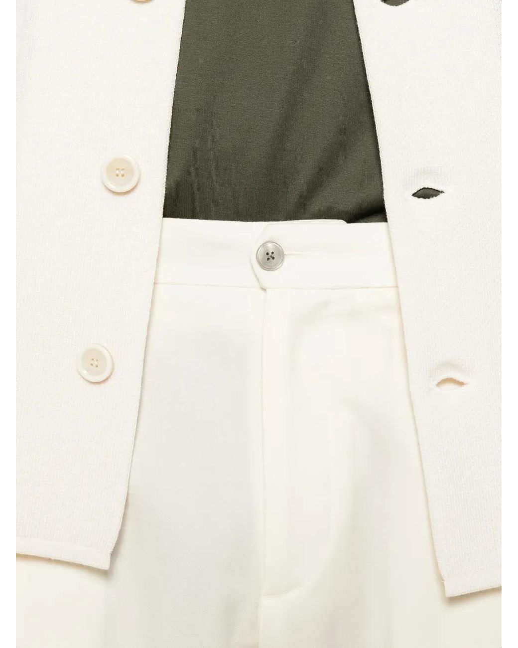 Briglia 1949 White Pleated-Detail Cropped Trousers for men