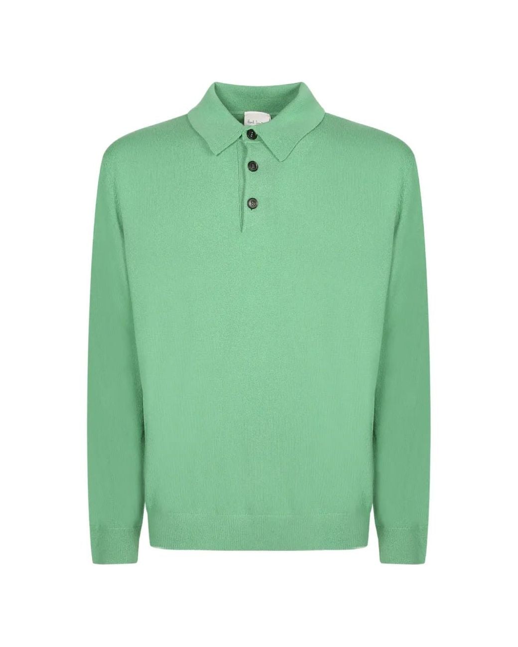 Paul Smith Green Cashmere Long-Sleeve Polo Shirt for men