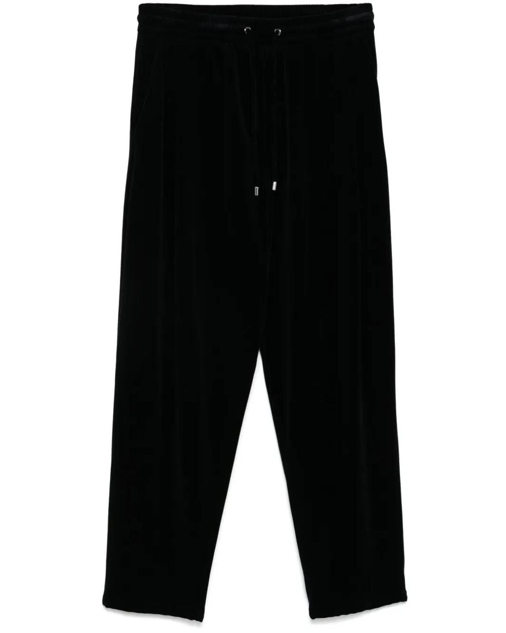 Giorgio Armani Black Chenille Drawstring Trousers for men