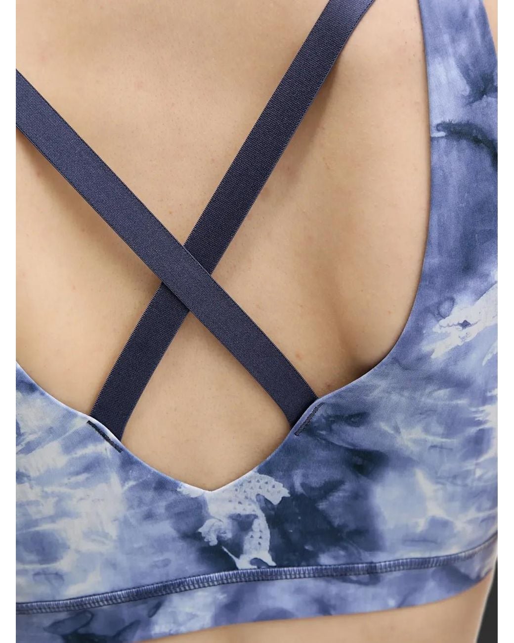 Lacoste Blue Tie-Dye Logo-Patch Sports Bra