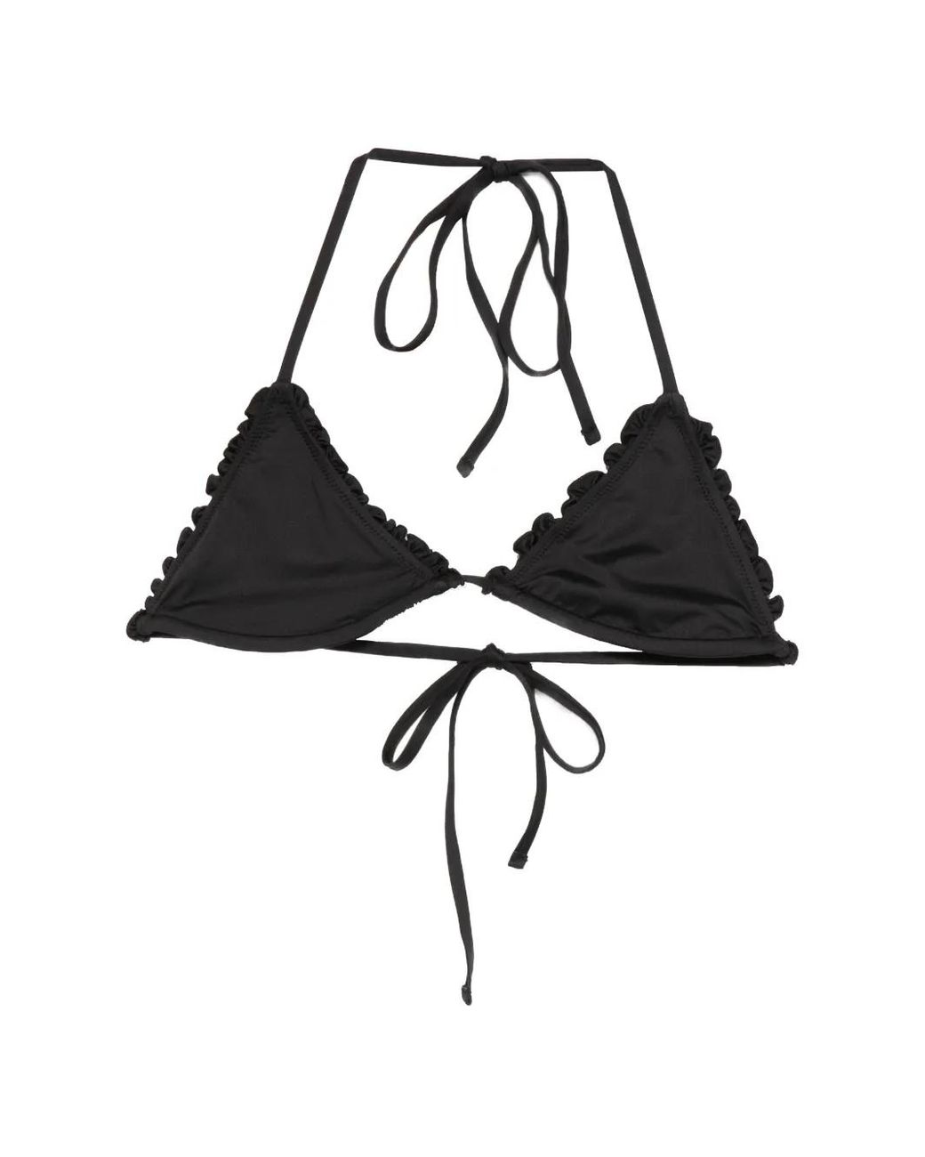 Frankie's Bikinis Black Nick Ruffled Bikini Top