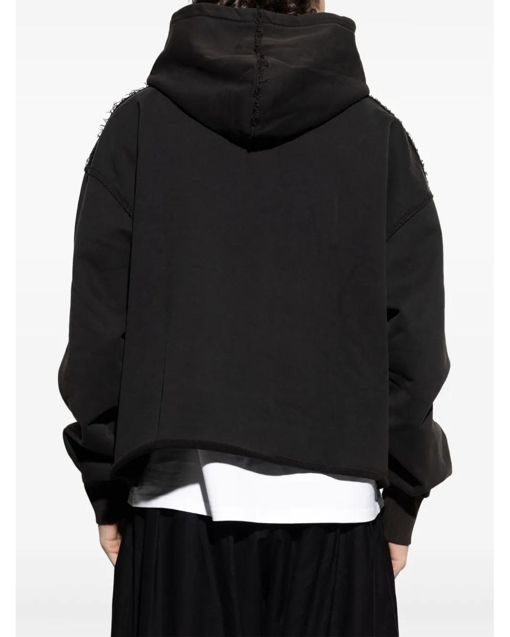 M I S B H V Black Enlighted Cropped Hoodie for men