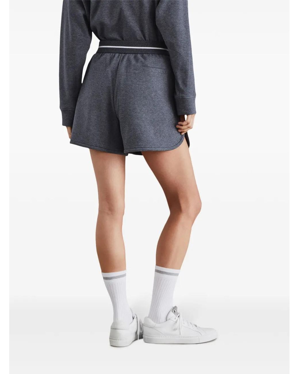 Brunello Cucinelli Gray Stripe-Detail Shorts