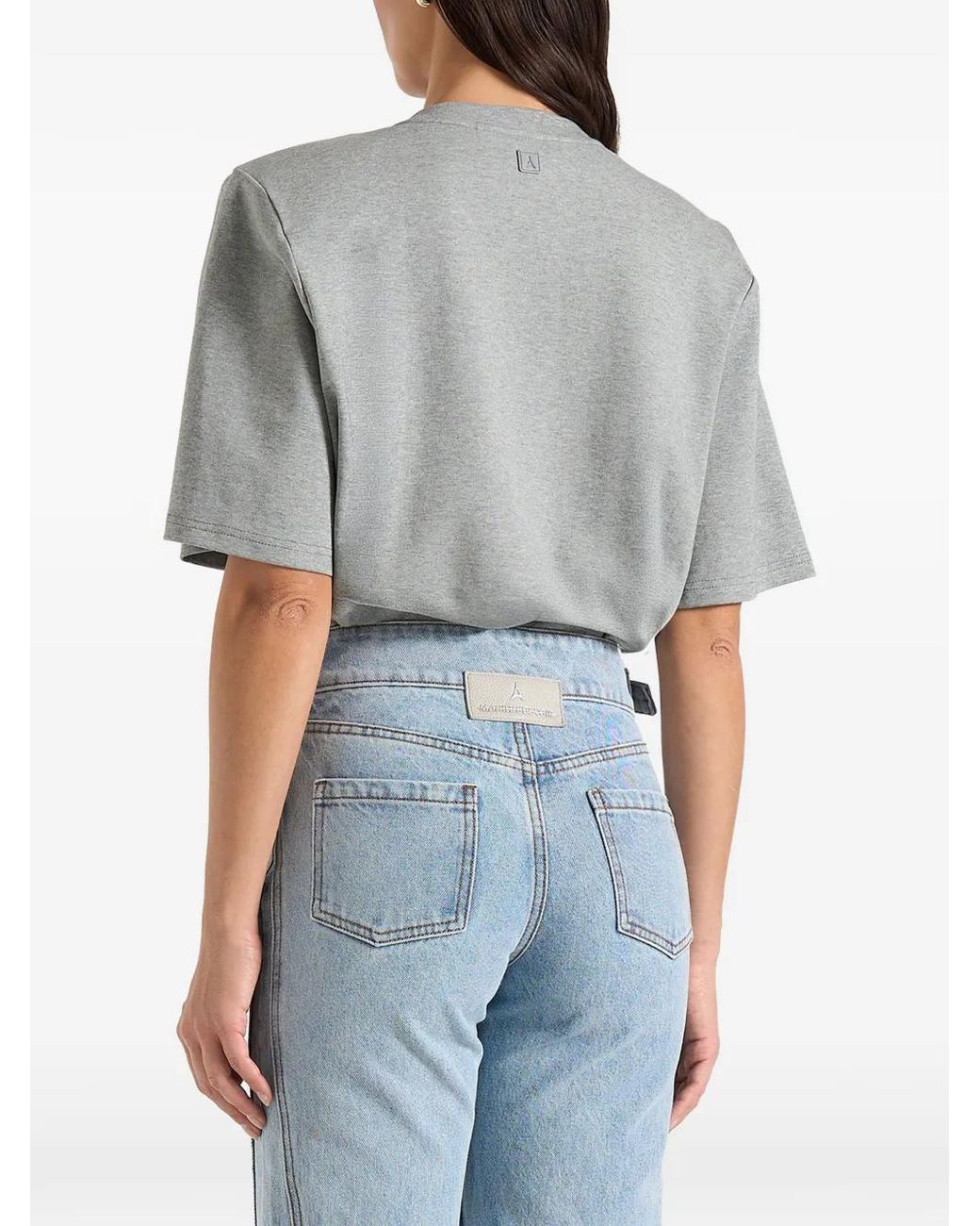 Manière De Voir Gray Mia Wide Shoulder Bodysuit T-Shirt