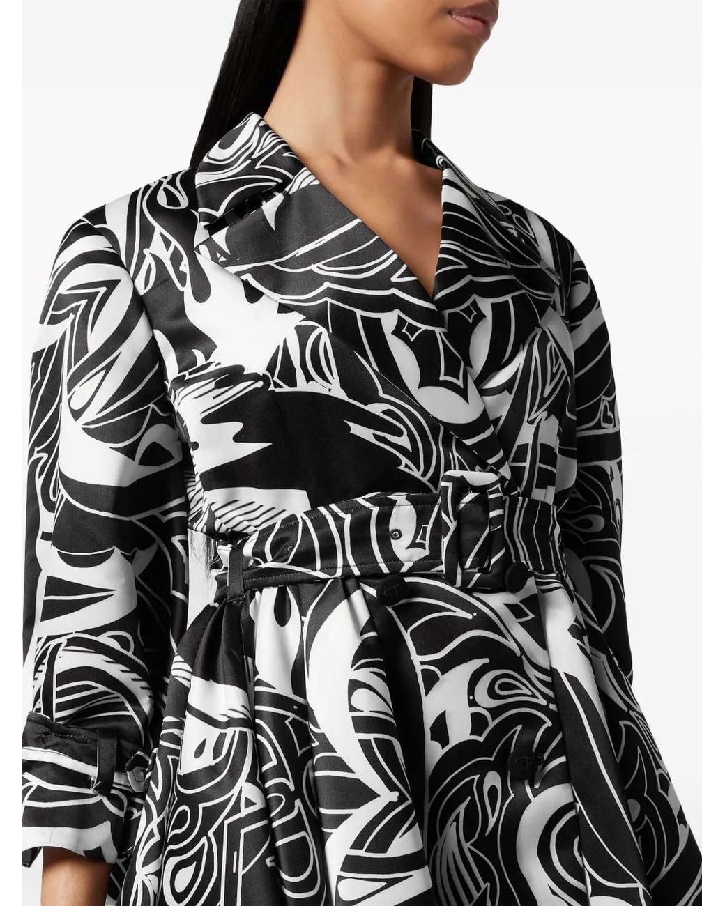 Philipp Plein Black Circus Trench Coat