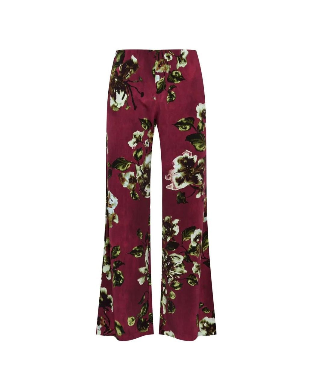 Maliparmi Red Frosted Blossom Floral-Print Trousers