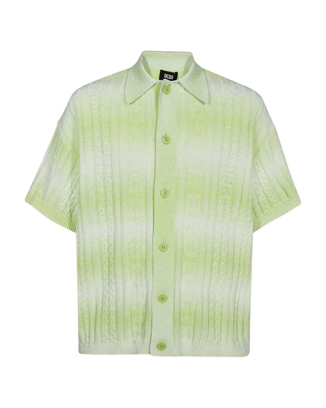 Gcds Green Cable-Knit Shirt for men