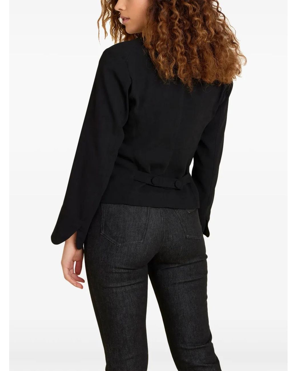 Agnes B. Black Collarless Button-Up Jacket